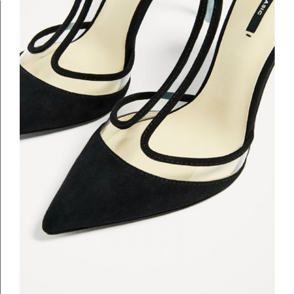 Zara Vinyl Black Court Shoe - Picture 6 of 16